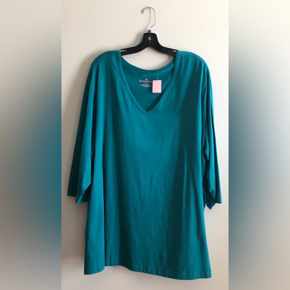 Teal V-Neck Women's Top